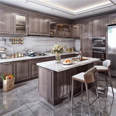 Grey Solid Wood Kitchen Cabinet